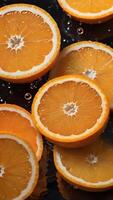 AI generated orange slices in water with bubbles photo