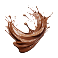 ai gerado respingo do Castanho líquido chocolate com gotas isolado em transparente fundo png