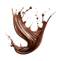 ai gerado respingo do Castanho líquido chocolate com gotas isolado em transparente fundo png