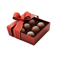 ai generado caja de rojo chocolate golosinas aislado en transparente antecedentes png