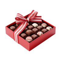 AI generated Box of red chocolate candies isolated on transparent background png