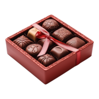 AI generated Box of red chocolate candies isolated on transparent background png