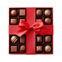 AI generated Box of red chocolate candies isolated on transparent background png