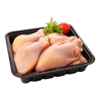 AI generated Raw chicken legs in a black tray isolated on transparent background png