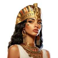 AI generated Egyptian pharaoh goddess Cleopatra isolated on transparent background png