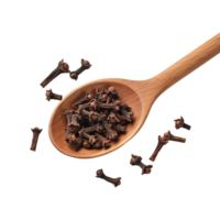 AI generated Dried cloves in the wooden spoon isolated on transparent background png