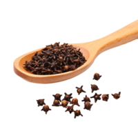 AI generated Dried cloves in the wooden spoon isolated on transparent background png