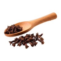 AI generated Dried cloves in the wooden spoon isolated on transparent background png