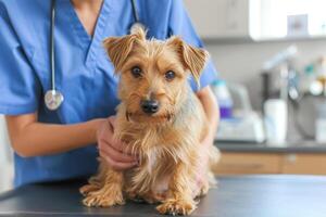 ai generado veterinario comprobación un perros salud. generativo ai foto