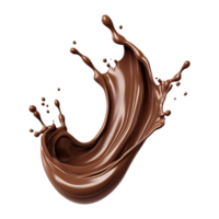 ai generado chapoteo de marrón líquido chocolate con gotas aislado en transparente antecedentes png