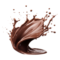 ai generiert Spritzen von braun Flüssigkeit Schokolade mit Tropfen isoliert auf transparent Hintergrund png