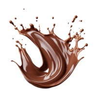 ai gerado respingo do Castanho líquido chocolate com gotas isolado em transparente fundo png