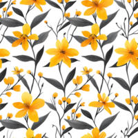 AI generated Lovely yellow floral seamless pattern isolated on transparent background png