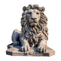 ai gerado leão estátua isolado em transparente fundo png