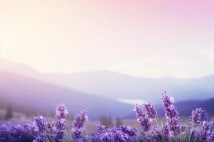 AI generated Flowers on Mountain Background photo