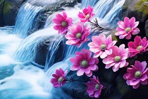 AI generated Flowers on Water photo