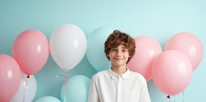 AI generated Boy with Balloons photo