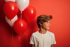 AI generated Boy with Balloons photo