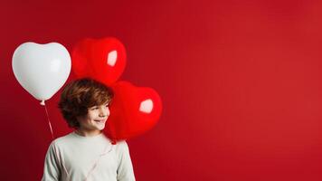 AI generated Boy with Balloons photo