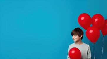 AI generated Boy with Balloons photo