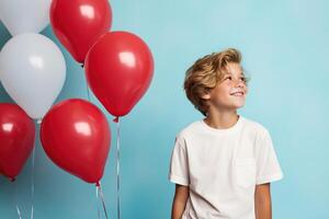 AI generated Boy with Balloons photo