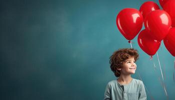 AI generated Boy with Balloons photo