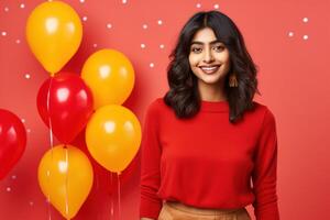 AI generated Girl with Balloons photo