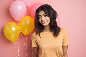 AI generated Girl with Balloons photo