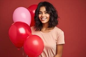 AI generated Girl with balloons photo
