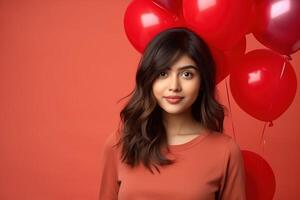 AI generated Girl with balloons photo