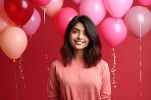 AI generated Girl with balloons photo