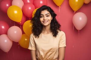 AI generated Girl with balloons photo