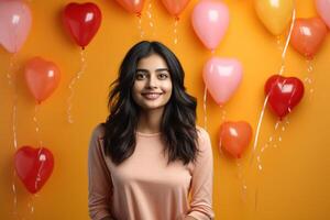 AI generated Girl with balloons photo