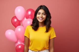 AI generated Girl with balloons photo