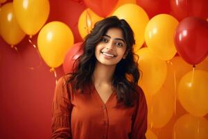 AI generated Girl with balloons photo