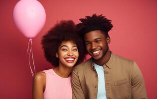 AI generated Boy and girl with Balloons photo