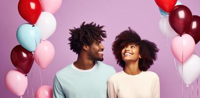 AI generated Boy and girl with Balloons photo