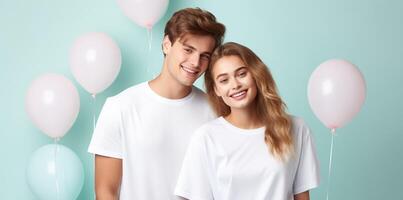 AI generated Boy and girl with Balloons photo