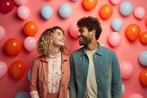 AI generated Boy and girl with Balloons photo