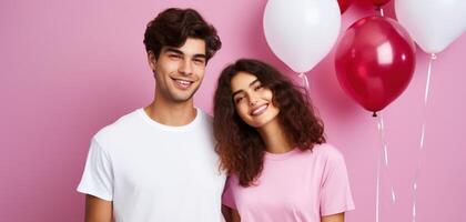 AI generated Boy and girl with Balloons photo