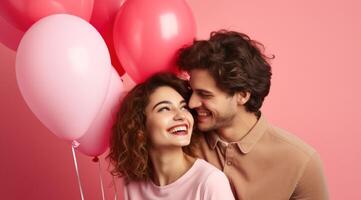 AI generated Boy and girl with Balloons photo