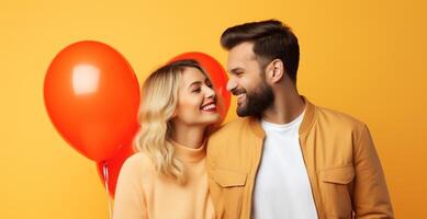 AI generated Boy and girl with Balloons photo