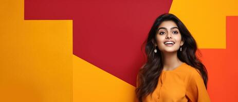 AI generated South Asian Girl on Colored Background photo