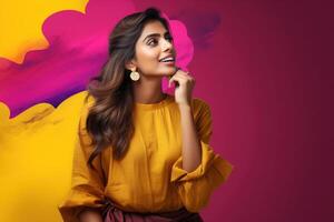 AI generated South Asian Girl on Colored Background photo