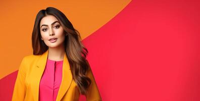 AI generated South Asian Girl on Colored Background photo