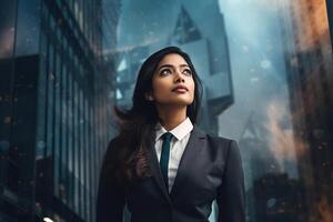 AI generated South Asian Girl in Office Clothes photo