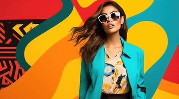 AI generated South Asian Girl with Sunglasses photo