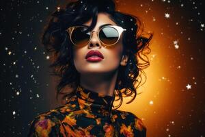 AI generated South Asian female model wearing sunglasses photo