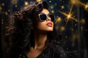 AI generated South Asian female model wearing sunglasses photo