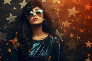 AI generated South Asian female model wearing sunglasses photo